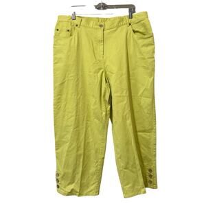 Ruby‎ Rd. Pants Women Size 16W Green Capri Style Colorful Buttoned Ankles City